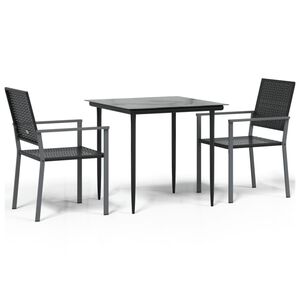 vidaXL Ensemble &agrave; manger de jardin 3 pcs r&eacute;sine tress&eacute;e acier