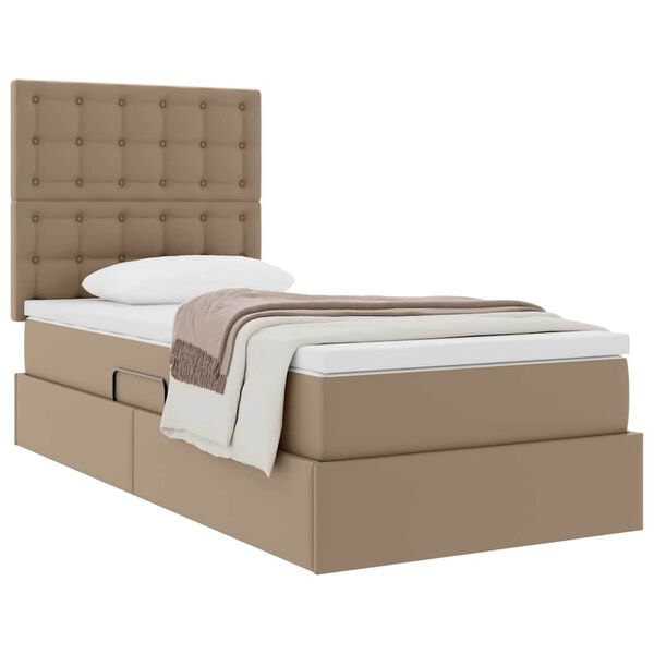 vidaXL Lit de Rangement Cappuccino 90 x 200 cm Cuir synth&eacute;tique