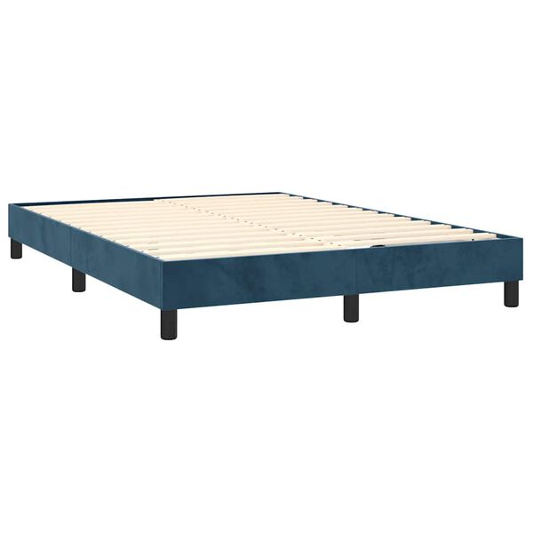 vidaXL Sommier &agrave; lattes de lit et matelas Bleu fonc&eacute; 140x190cm Velours