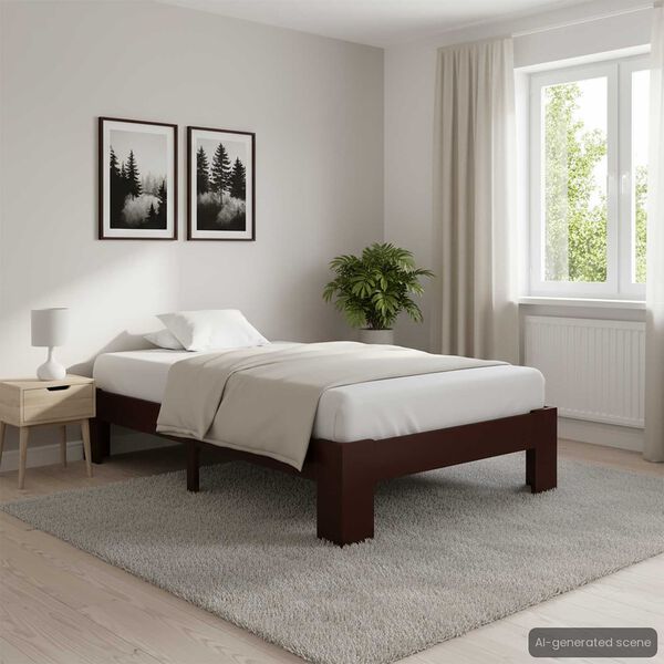 vidaXL Cadre de lit sans matelas marron foncé bois pin massif 90x200cm