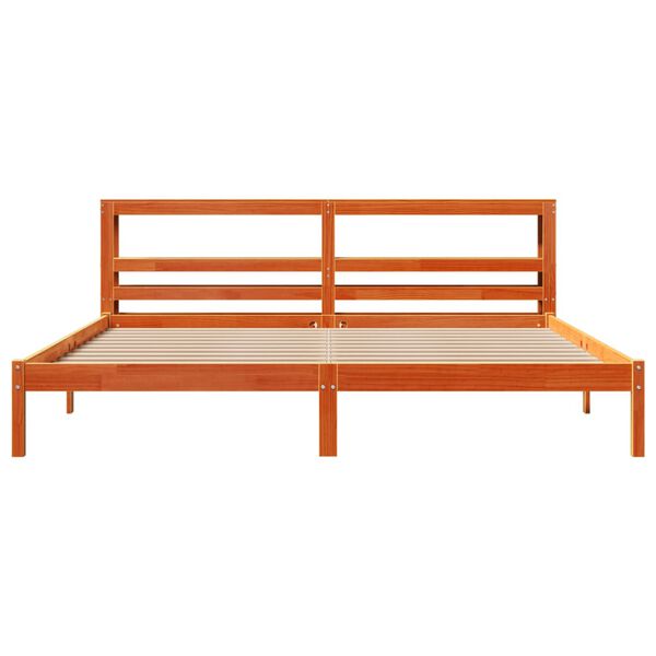 vidaXL Cadre de lit et tête de lit sans matelas cire marron 180x200 cm