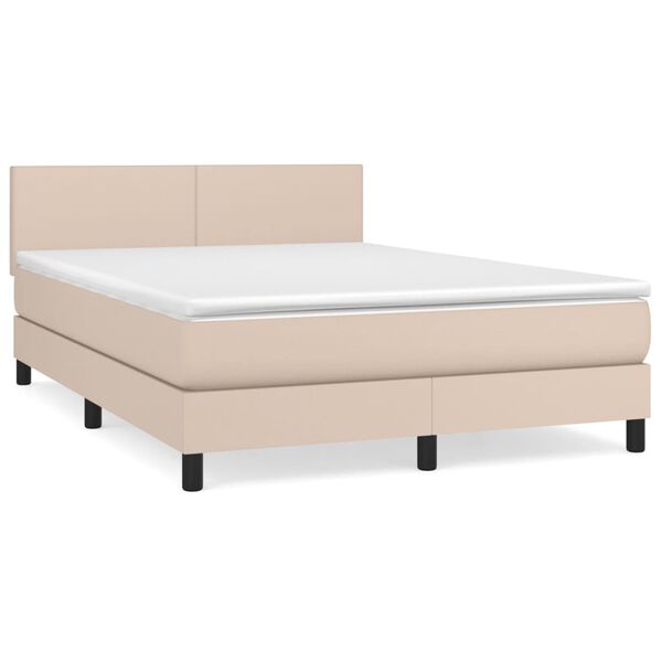 vidaXL Sommier &agrave; lattes de lit avec matelas Cappuccino 140x200 cm