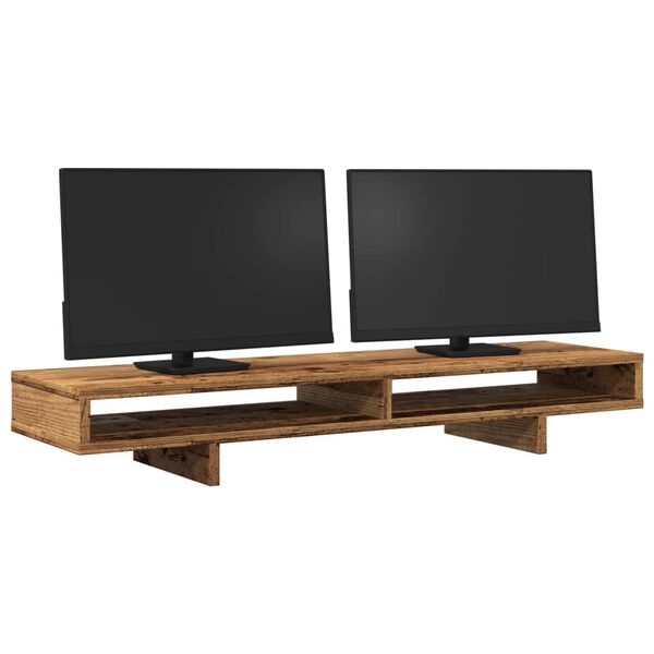 vidaXL Support de moniteur vieux bois 100x27x15 cm bois d'ingénierie