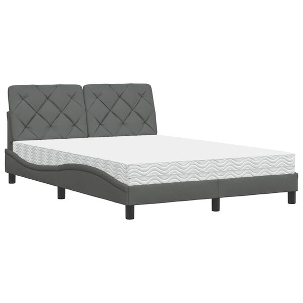 vidaXL Lit avec matelas gris fonc&eacute; 120x200 cm tissu
