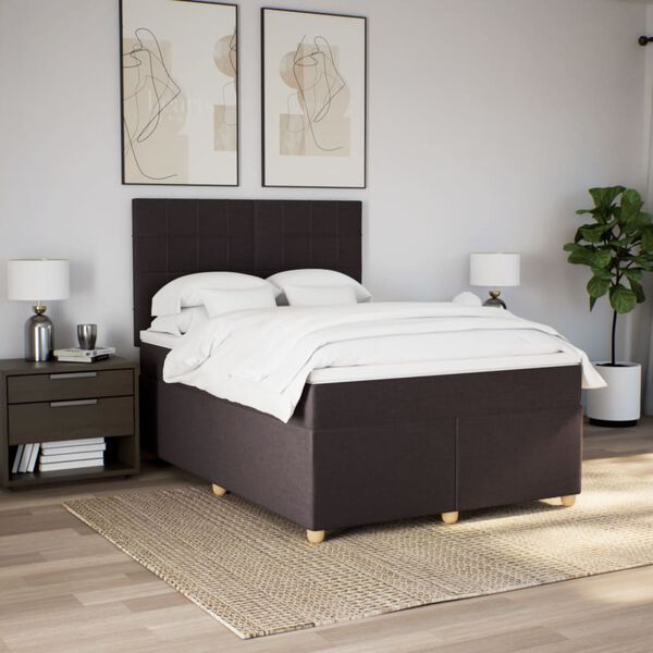 vidaXL Sommier &agrave; lattes de lit avec matelas Marron fonc&eacute; 140x190 cm