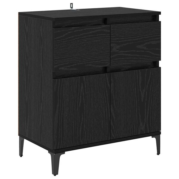 vidaXL Buffet Ch&ecirc;ne noir 60 x 35 x 70 cm Bois d'ing&eacute;nierie et fer