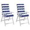 vidaXL Coussins de chaise &agrave; dossier bas lot de 2 rayures bleu/blanc