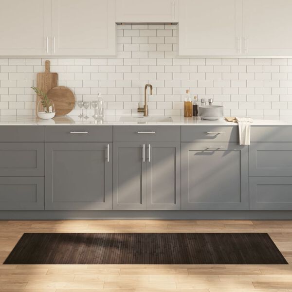 vidaXL Tapis rectangulaire marron fonc&eacute; 60x200 cm bambou