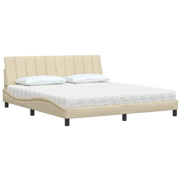 vidaXL Lit avec matelas Hanko cr&egrave;me 180x200 cm tissu