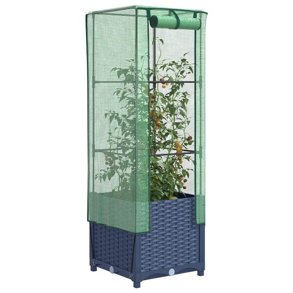 vidaXL Jardinière surélevée avec housse aspect rotin 40x40x139 cm