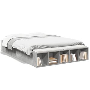 vidaXL Cadre de lit sans matelas gris b&eacute;ton 140x190 cm