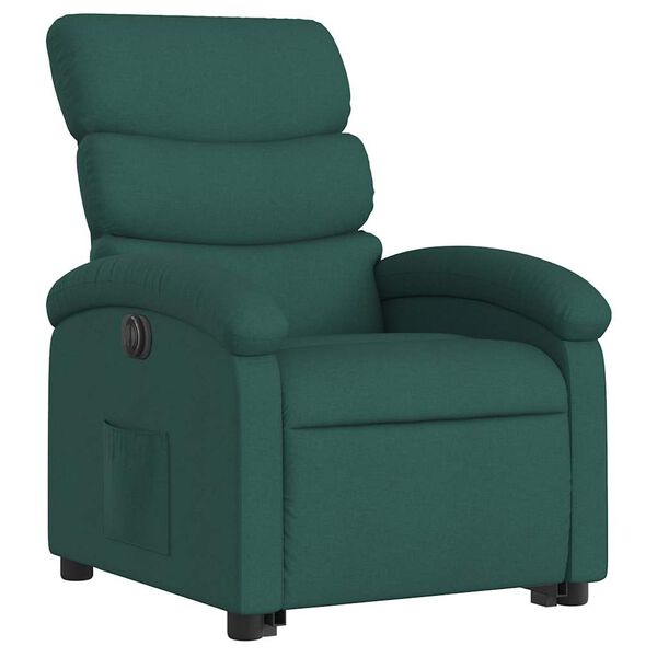 vidaXL Fauteuil inclinable de massage &eacute;lectrique Vert fonc&eacute; Tissu