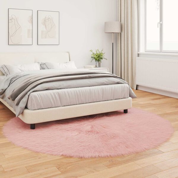 vidaXL Tapis en fausse Tafalla Rose &Oslash; 200 cm Polyester