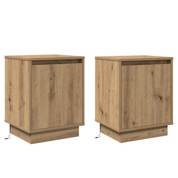 vidaXL Cabinet de chevet 2 pcs Ch&ecirc;ne artisanal 39 x 34,5 x 50 cm