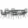 vidaXL Ensemble &agrave; manger de jardin 7pcs noir poly rotin verre