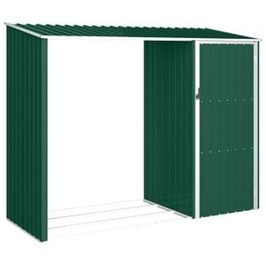 vidaXL Abri &agrave; bois de jardin Vert 245x98x159 cm Acier galvanis&eacute;