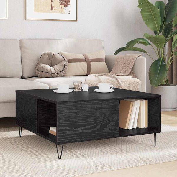 vidaXL Table basse Chêne noir 80 x 80 x 36,5 cm Bois d'ingénierie