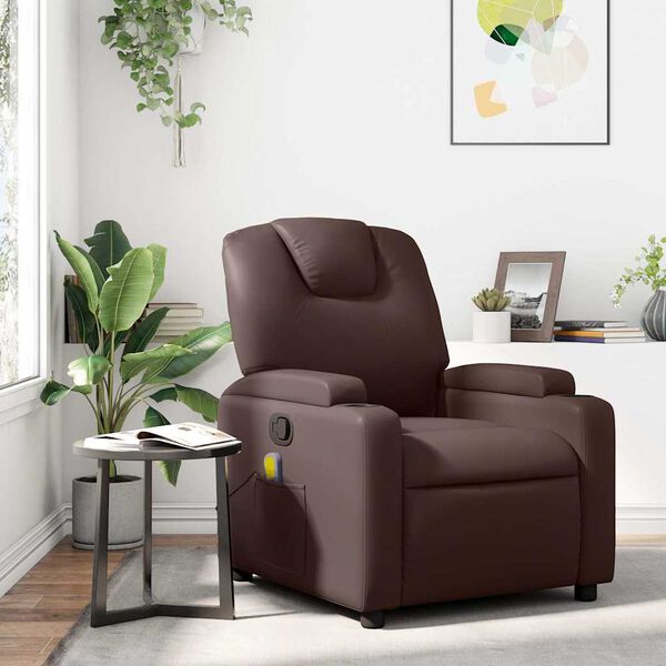 vidaXL Fauteuil de massage inclinable Marron Similicuir