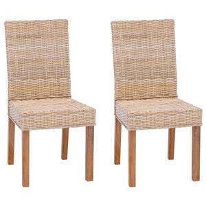 vidaXL Chaise de salle à manger 2 pcs Naturel 45 x 54 x 93 cm