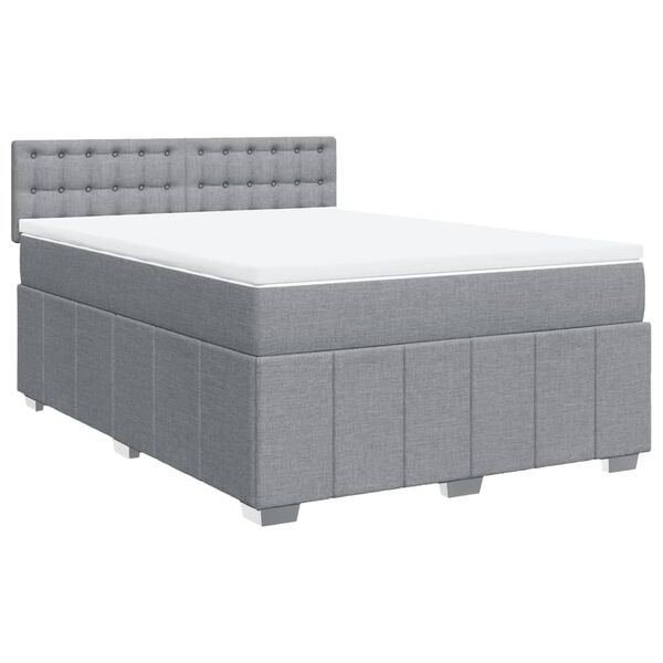 vidaXL Sommier &agrave; lattes de lit avec matelas Gris clair 140x200cm Tissu
