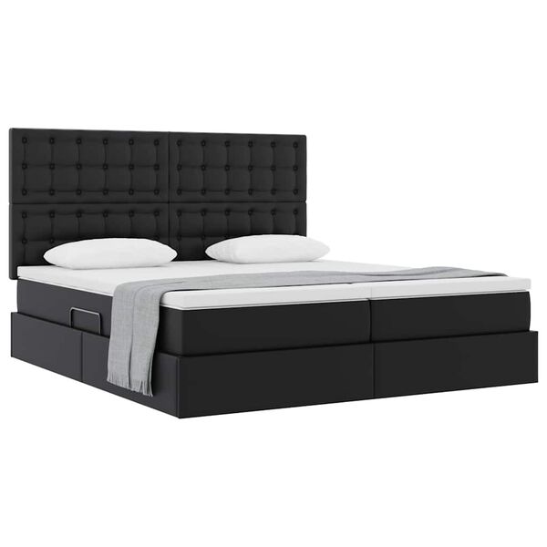 vidaXL Lit avec rangement et matelas avec matelas Noir 200 x 200 cm