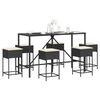 vidaXL Ensemble de bar de jardin 7 pcs avec coussins noir poly rotin
