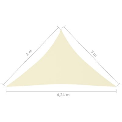 vidaXL Voile de parasol Tissu Oxford triangulaire 3x3x4,24 m Crème