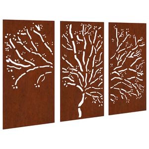 vidaXL D&eacute;corations murales jardin 3 pcs 105x55 cm design d'arbre acier