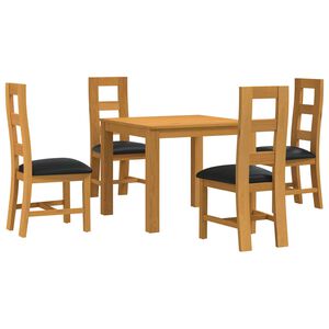 vidaXL Ensemble de salle &agrave; manger 5 pc Noir Bois de ch&ecirc;ne massif