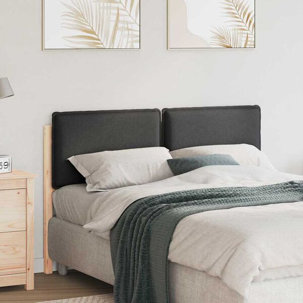 vidaXL T&ecirc;te de lit capitonn&eacute;e Gris Naturel et Fonc&eacute; 160 cm Pin massif