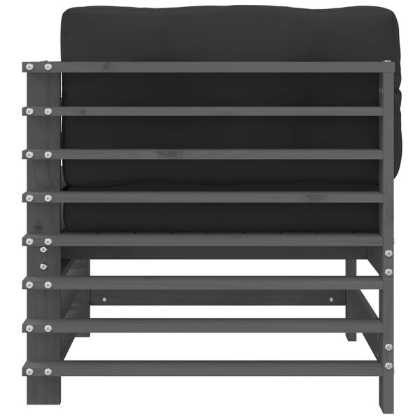 vidaXL Canap&eacute; d'angle avec coussins gris bois de pin solide
