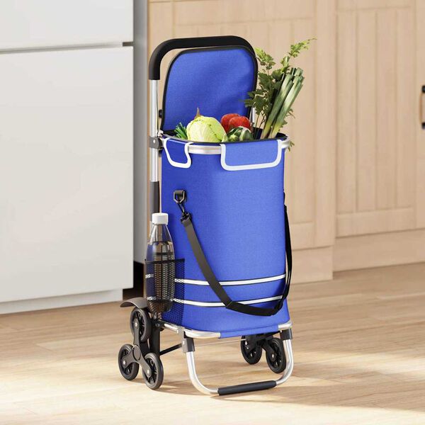 vidaXL Trolley de shopping Bleu 47 x 39 x 100,5 cm Tissu Oxford
