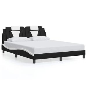 vidaXL Cadre de lit Viana sans matelas noir et blanc 160x200 cm similicuir