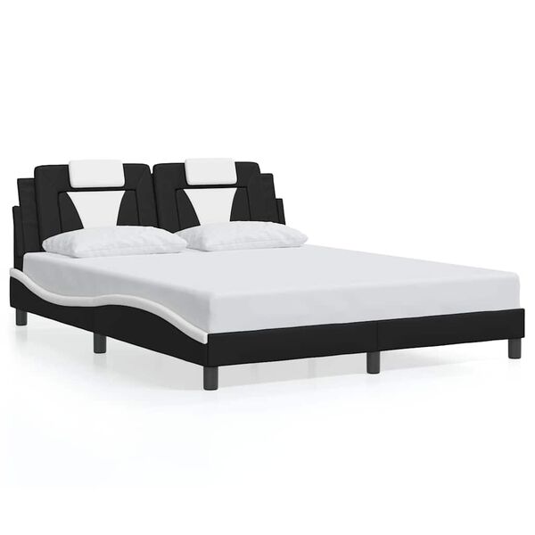 vidaXL Cadre de lit Viana sans matelas noir et blanc 160x200 cm similicuir