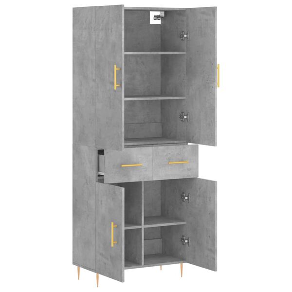 vidaXL Buffet haut Gris b&eacute;ton 69,5x34x180 cm Bois d'ing&eacute;nierie