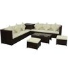 vidaXL Salon de jardin 8 pcs avec coussins r&eacute;sine tress&eacute;e marron