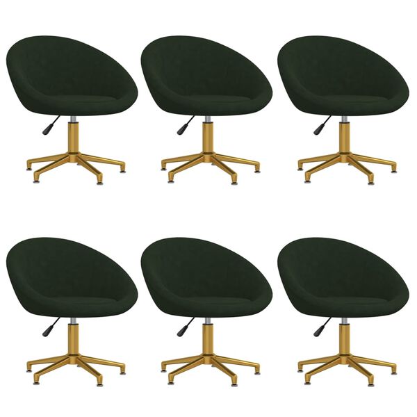 vidaXL Chaises &agrave; manger lot de 6 vert fonc&eacute; velours