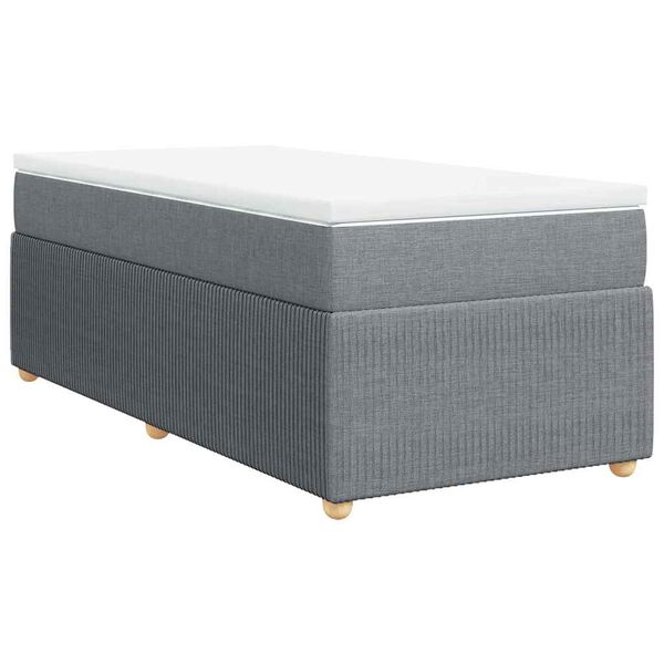vidaXL Sommier &agrave; lattes de lit avec matelas Gris clair 90x200 cm Tissu
