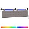 vidaXL T&ecirc;te de lit suspendue Avec lumi&egrave;re LED Taupe Tissu