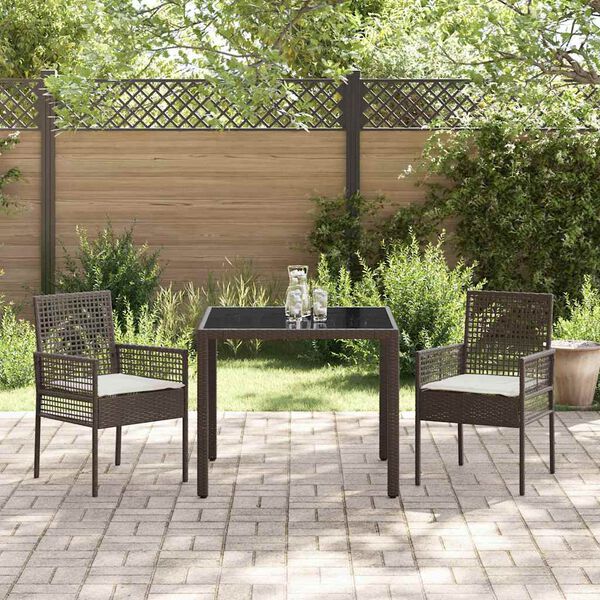 vidaXL Ensemble de salle &agrave; manger pour jardin 3 pcs Marron polyrotin
