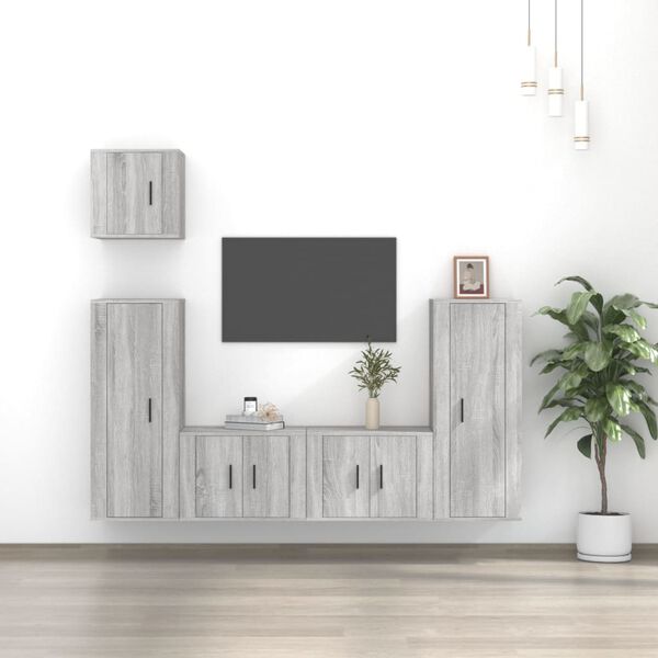 vidaXL Ensemble de meubles TV 5 pcs Sonoma gris Bois d'ingénierie