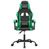 vidaXL Chaise de jeu pivotante Noir et vert Similicuir