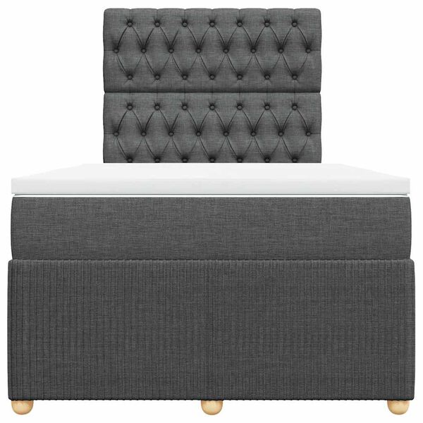 vidaXL Sommier &agrave; lattes de lit avec matelas gris fonc&eacute; 120x190cm tissu