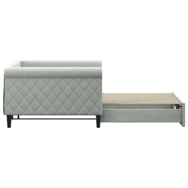 vidaXL Lit de jour avec gigogne sans matelas gris clair 100x200 cm