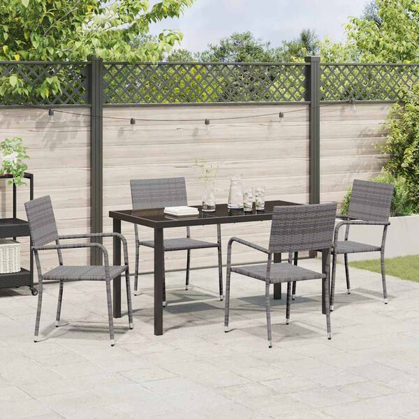 vidaXL Ensemble de salle &agrave; manger pour jardin 5 pcs Gris polyrotin