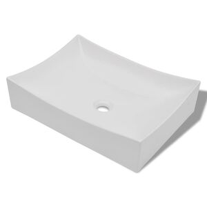 vidaXL Lavabo de salle de bain en c&eacute;ramique Blanc brillant