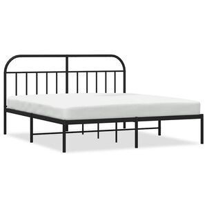 vidaXL Cadre de lit m&eacute;tal sans matelas avec t&ecirc;te de lit noir 183x213cm