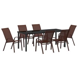 vidaXL Ensemble de salle &agrave; manger pour jardin 7 pcs Marron et Noir