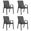 vidaXL Chaises empilables de jardin lot de 4 Noir Tissu textil&egrave;ne
