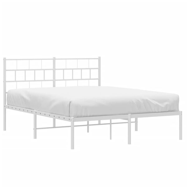 vidaXL Cadre de lit m&eacute;tal sans matelas et t&ecirc;te de lit blanc 160x200 cm